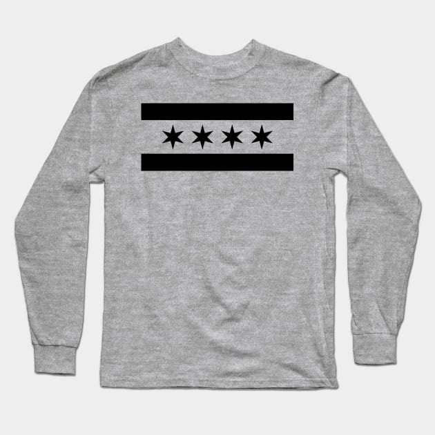 Chicago Flag Black Long Sleeve T-Shirt by Historia